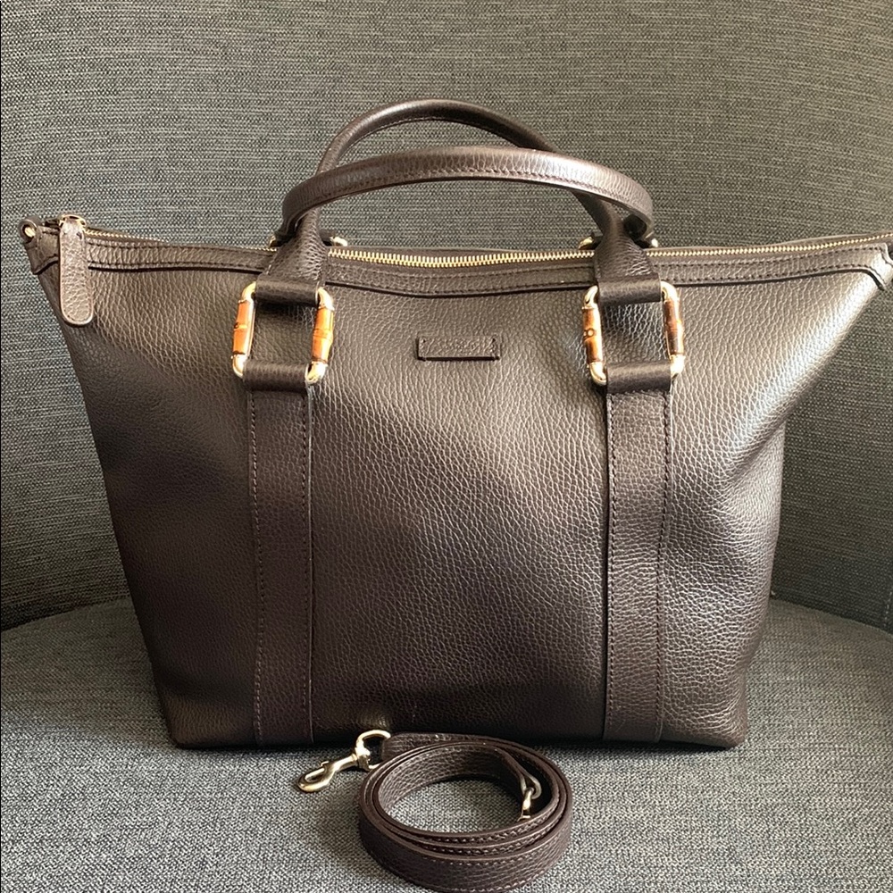 🤎Beautiful Chocolate Brown Leather GUCCI Tote Bag🤎